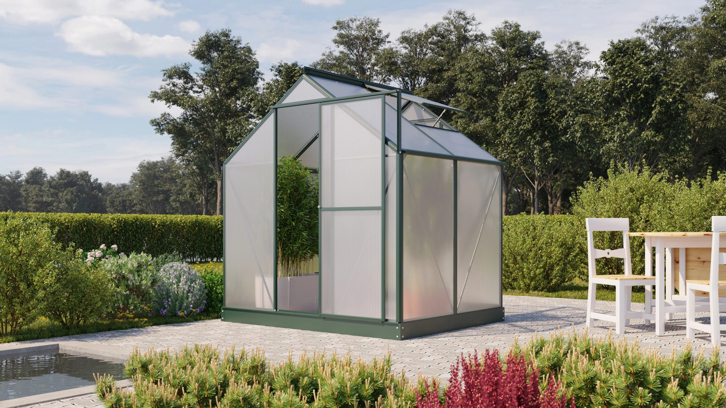 Vitavia Gewächshaus Eos 3100 190 x 153 cm smaragd 6 mm Hohlkammerplatten Vitavia Gewächshaus Eos 3100 190 X 153 Cm Smaragd 6 Mm Hohlkammerplatten -Vitavia Speichern 4005717080877 2495712 scaled