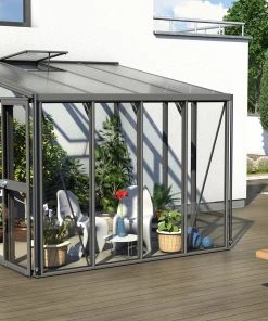 Vitavia Anlehngewächshaus Helena 7000 268 X 281 Cm Schwarz 3 Mm Sicherheitsglas