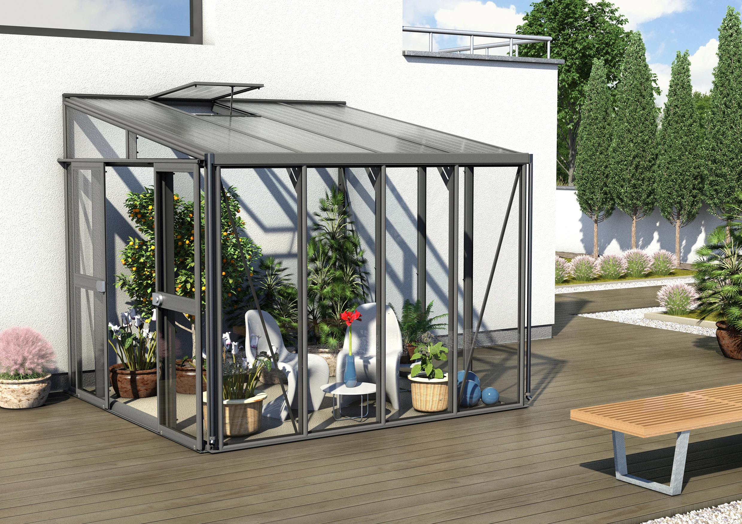 Vitavia Anlehngewächshaus Helena 7000 268 x 281 cm schwarz 3 mm Sicherheitsglas Vitavia Anlehngewächshaus Helena 7000 268 X 281 Cm Schwarz 3 Mm Sicherheitsglas -Vitavia Speichern 4005717087654 1541113