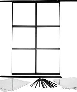 Vitavia Doppelschiebetür-Set Sirius Schwarz 3 Mm Sicherheitsglas