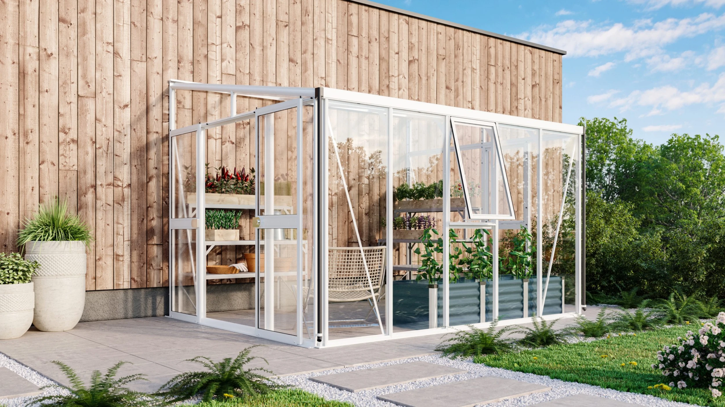 Vitavia Anlehngewächshaus Helena 8600 268 x 344 cm weiß 3 mm Sicherheitsglas Vitavia Anlehngewächshaus Helena 8600 268 X 344 Cm Weiß 3 Mm Sicherheitsglas -Vitavia Speichern 4005717135041 scaled