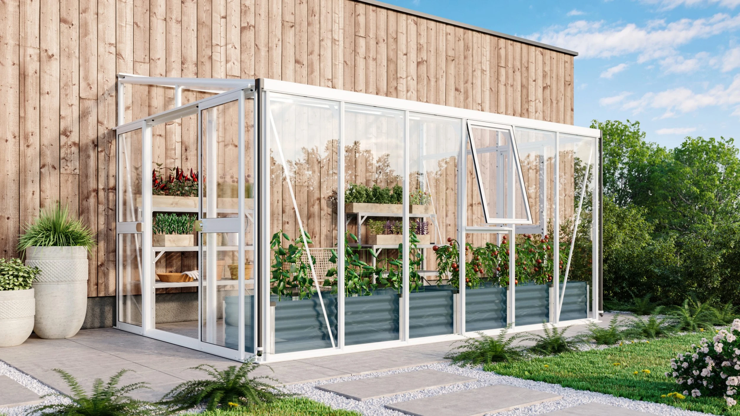 Vitavia Anlehngewächshaus Helena 10200 268 x 407 cm weiß 3 mm Sicherheitsglas Vitavia Anlehngewächshaus Helena 10200 268 X 407 Cm Weiß 3 Mm Sicherheitsglas -Vitavia Speichern 4005717135058 scaled