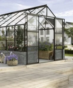 Vitavia Gewächshaus Cassandra 9900 256 X 388 Cm Schwarz 3 Mm Sicherheitsglas Inkl. Sockel Anthrazit