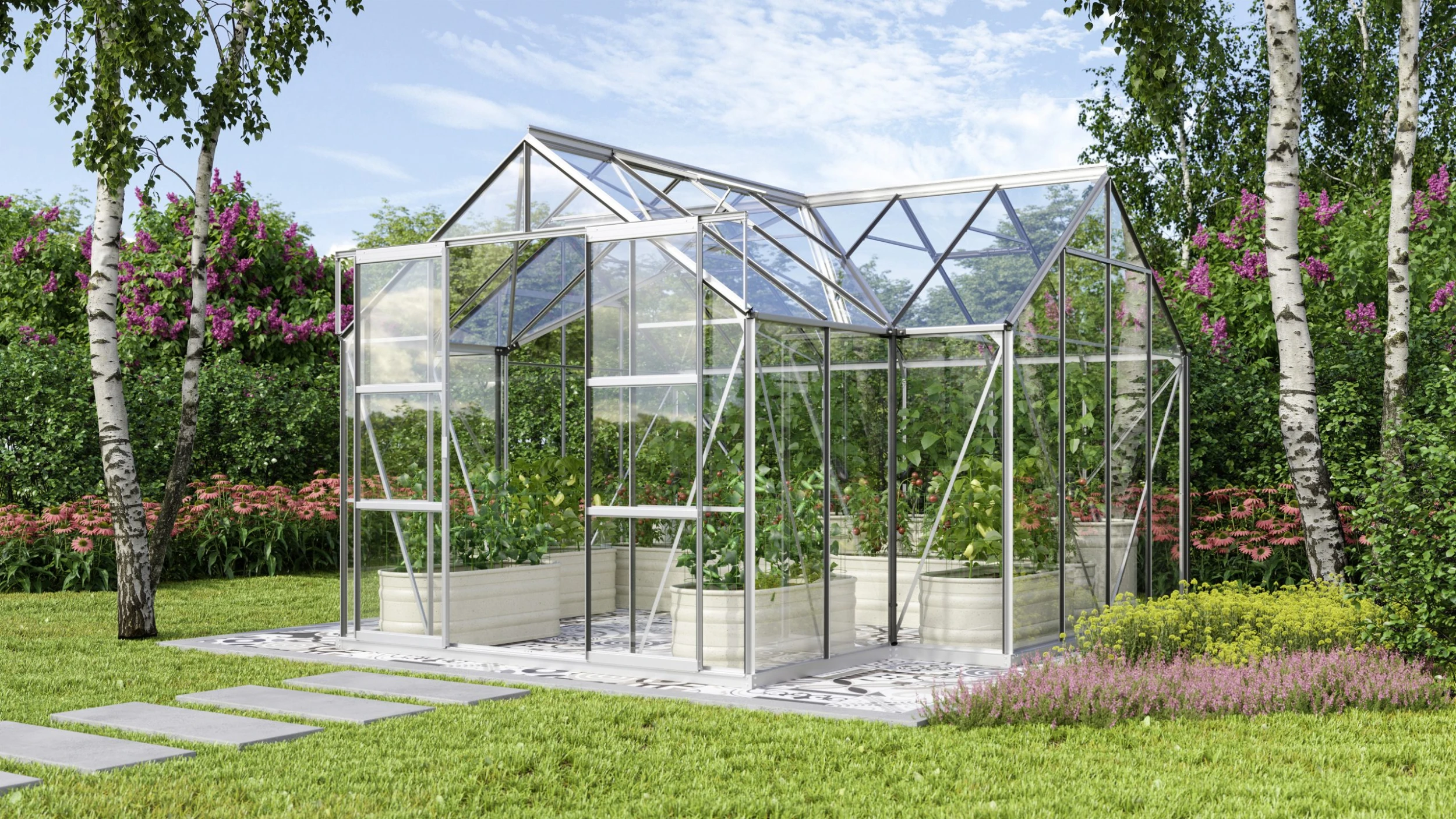 Vitavia Gewächshaus Sirona 13000 381 x 381 cm aluminium 3 mm Sicherheitsglas Vitavia Gewächshaus Sirona 13000 381 X 381 Cm Aluminium 3 Mm Sicherheitsglas -Vitavia Speichern 4005717203887 scaled