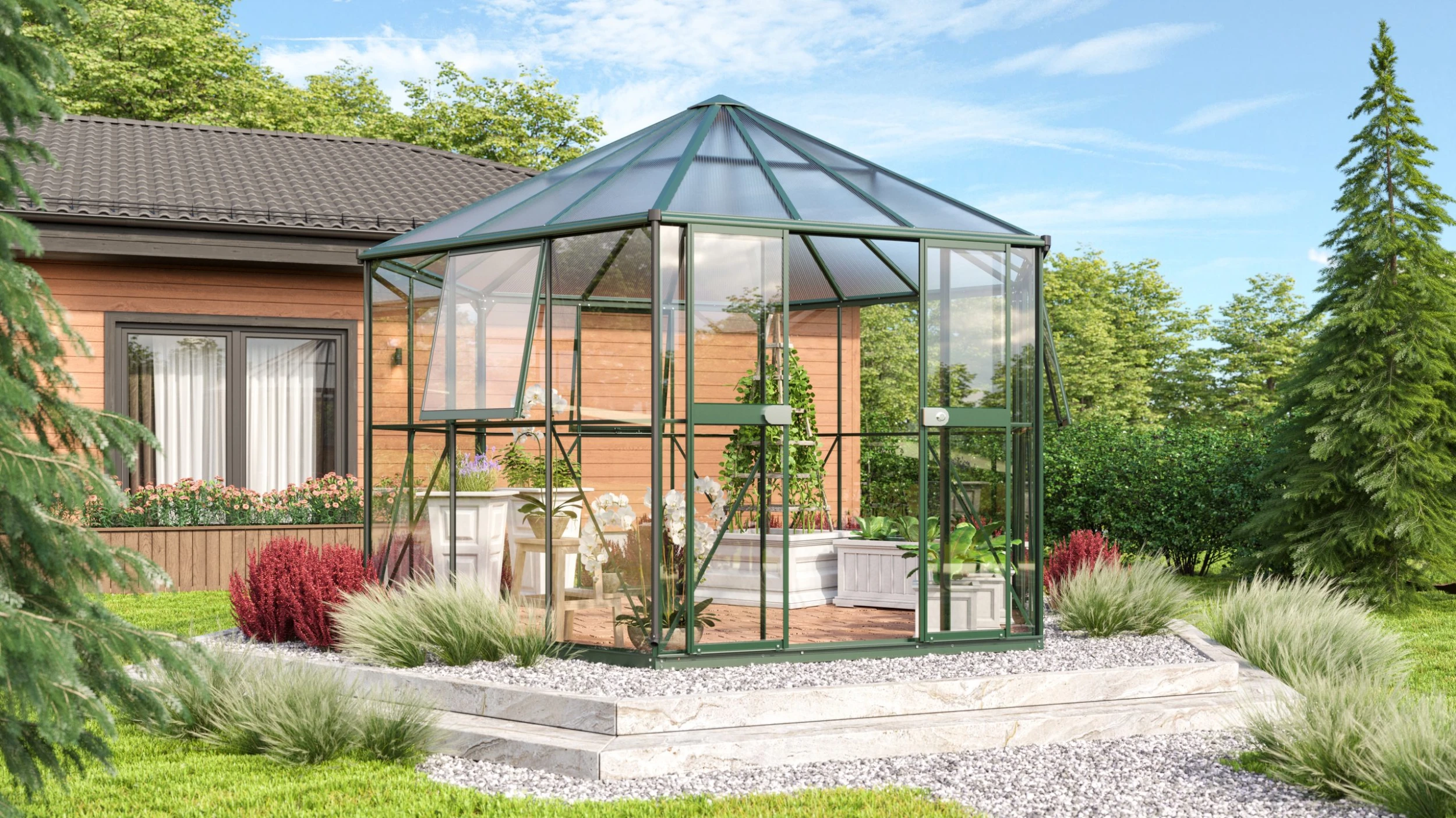 Vitavia Gewächshaus Juno 9000 383 x 331 cm smaragd 3 mm Sicherheitsglas Vitavia Gewächshaus Juno 9000 383 X 331 Cm Smaragd 3 Mm Sicherheitsglas -Vitavia Speichern 4005717203955 scaled