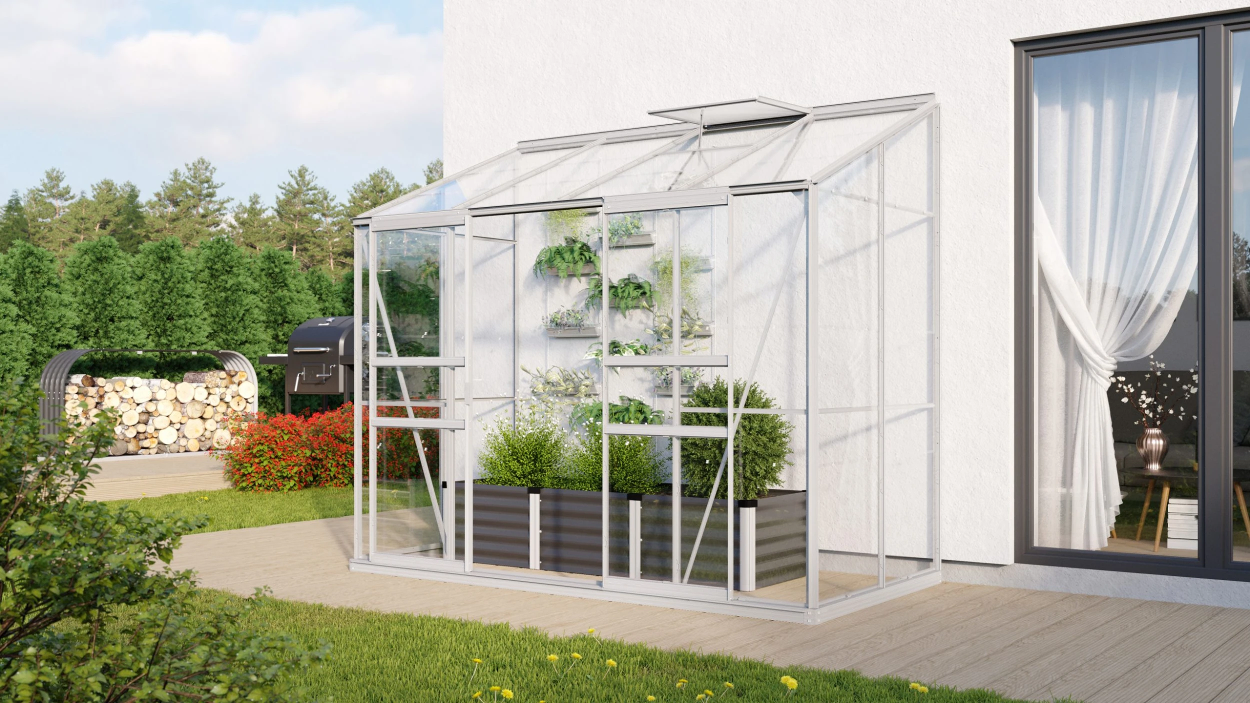 Vitavia Anlehngewächshaus Styx 3300 128 x 254 cm aluminium 3 mm Sicherheitsglas Vitavia Anlehngewächshaus Styx 3300 128 X 254 Cm Aluminium 3 Mm Sicherheitsglas -Vitavia Speichern 4005717205782 scaled