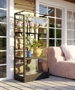 Vitavia Balkongewächshaus Stad 350 43 X 81 Cm Schwarz 3 Mm Sicherheitsglas Inkl. Stahlfundament