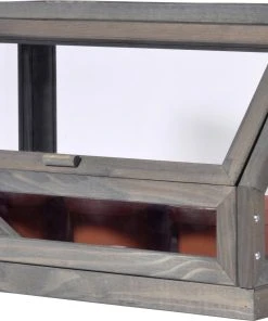 Dobar Mini-Gewächshaus Für Kräuter Mit Zinkwanne Grau 38 X 20 X 24,5 Cm