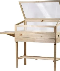 Dobar Erhöhtes Frühbeet Mit Tisch & Haken Transparent Kiefer 150 X 50 X 107 Cm