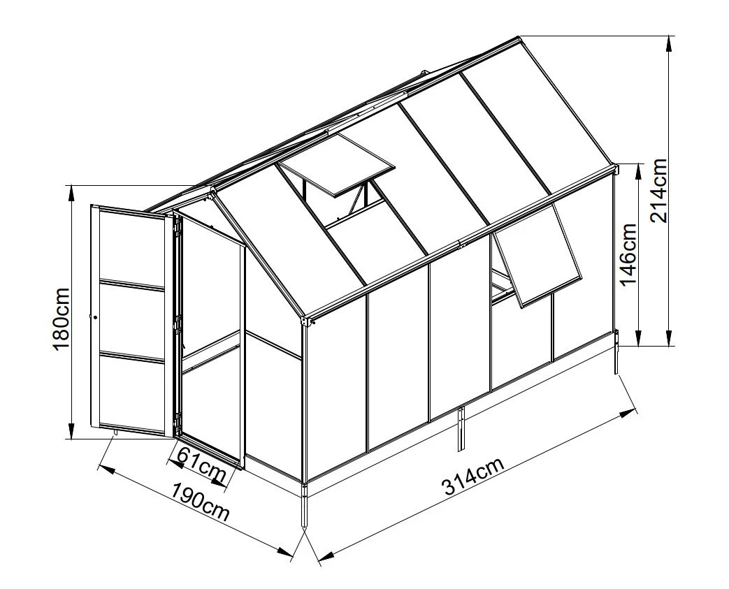 Westmann Gewächshaus Dorado 314 x 190 x 214 cm Westmann Gewächshaus Dorado 314 X 190 X 214 Cm -Vitavia Speichern 4260280772653 2611801