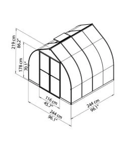 Palram Canopia Gewächshaus Bella 8X8 244 X 244 X 219 Cm -Vitavia Speichern 7290108132595 1