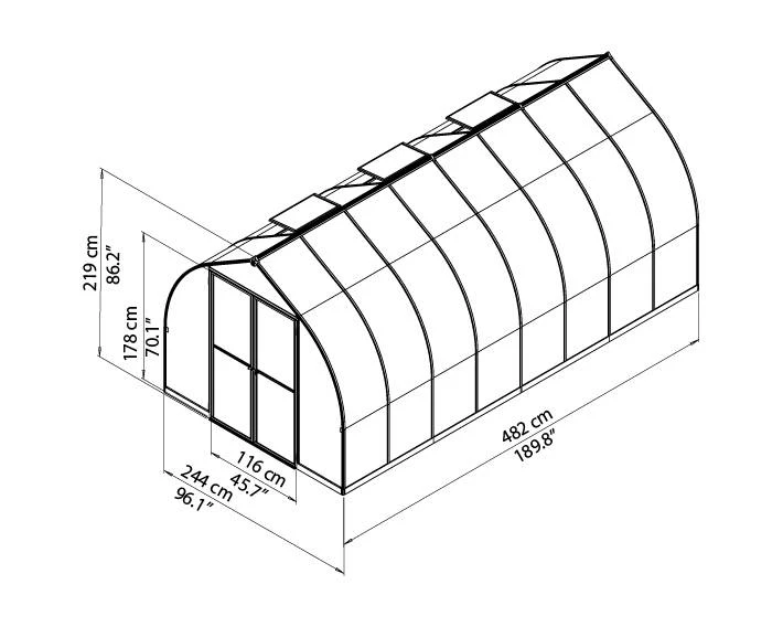 Canopia Gewächshaus Bella 8X16 244 x 482 x 219 cm Palram Canopia Gewächshaus Bella 8X16 244 X 482 X 219 Cm -Vitavia Speichern 7290108132625 1